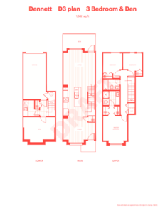 Dennett D3 3 Bedroom and Den Victoria by Mosaic Floor Plan
